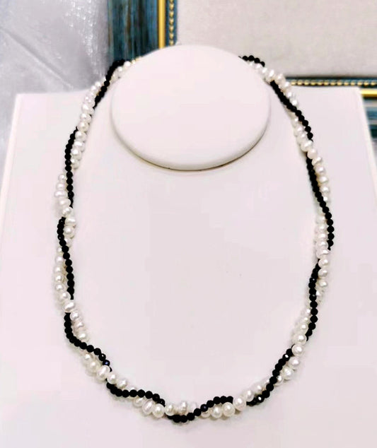 Handmade Pearl and Crystal Necklace
