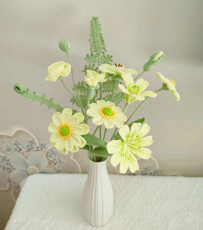 Handmade Crochet Flower Bunches Featuring Greenery and Foliage Accents for Natural Charm