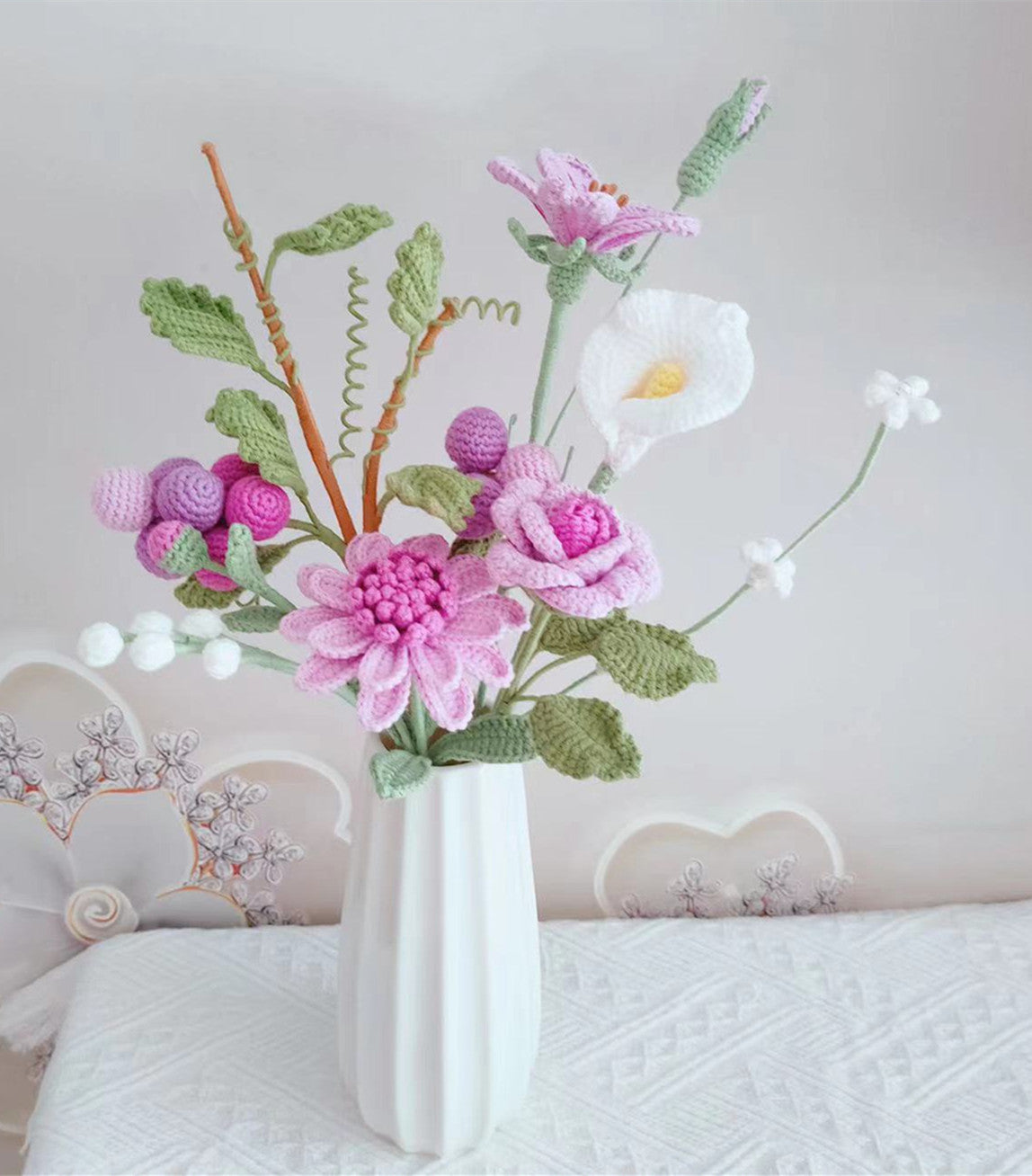 Exquisite Crochet Flower Arrangement for Gifts and Decor