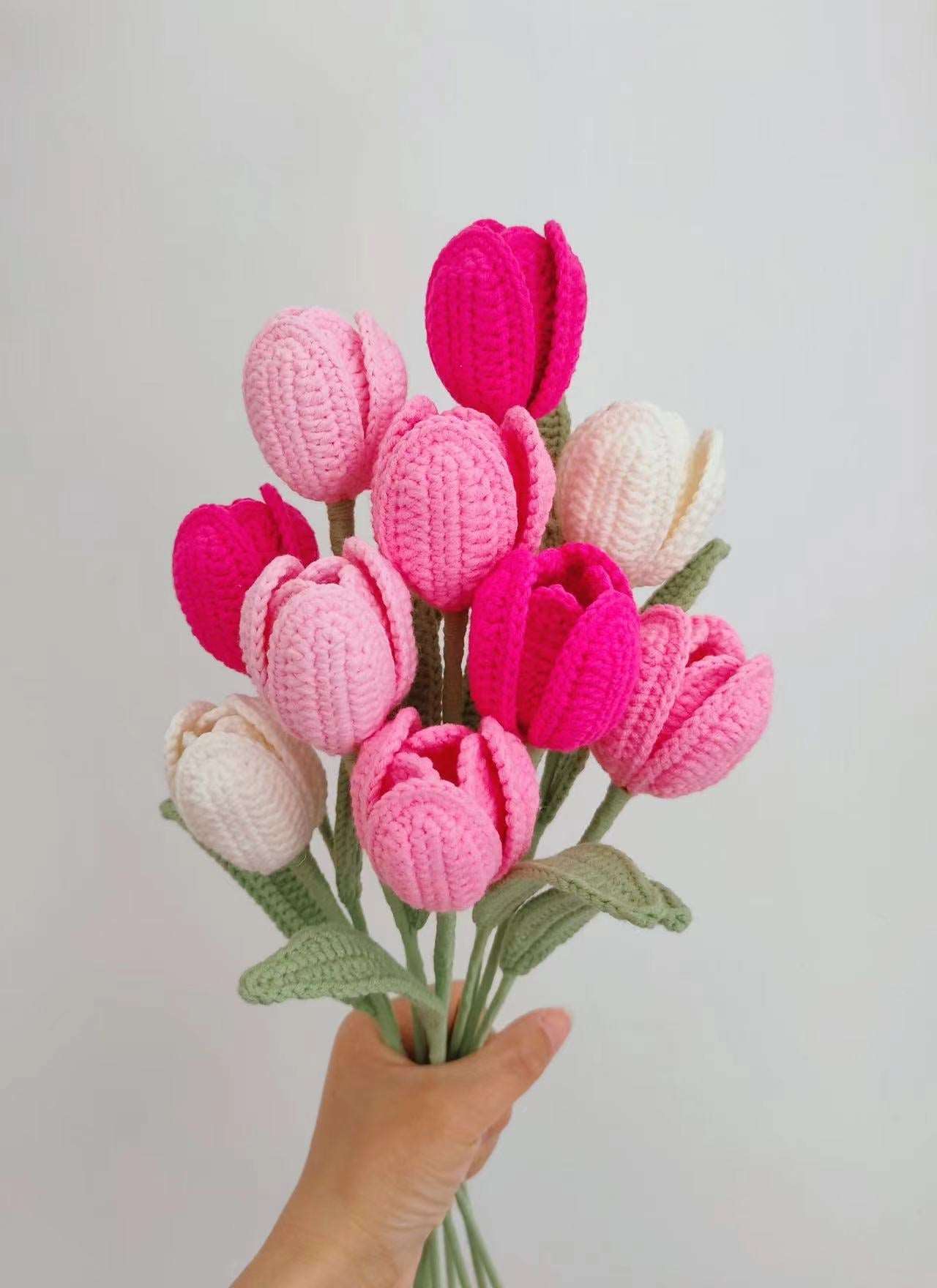 Handcrafted Crochet Tulip Bouquet with Colorful Options