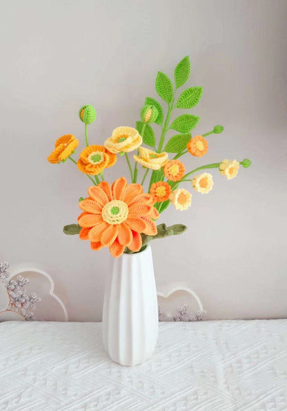 Miniature Crocheted Bouquet Blossoms for Tabletop Décor