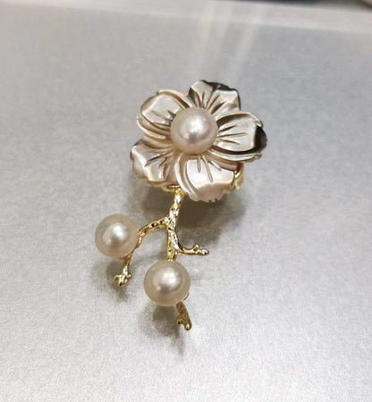 Handmade Pearl Flower Brooch