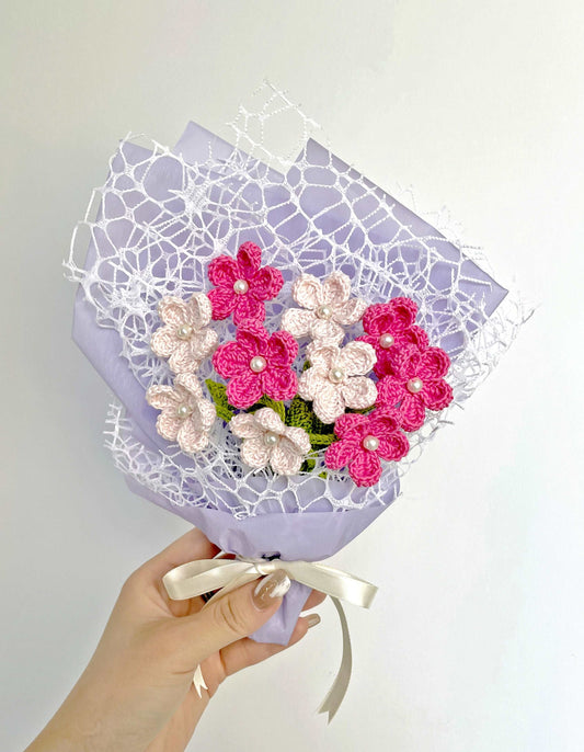 Bohemian Crocheted Pink Blossom Bouquet