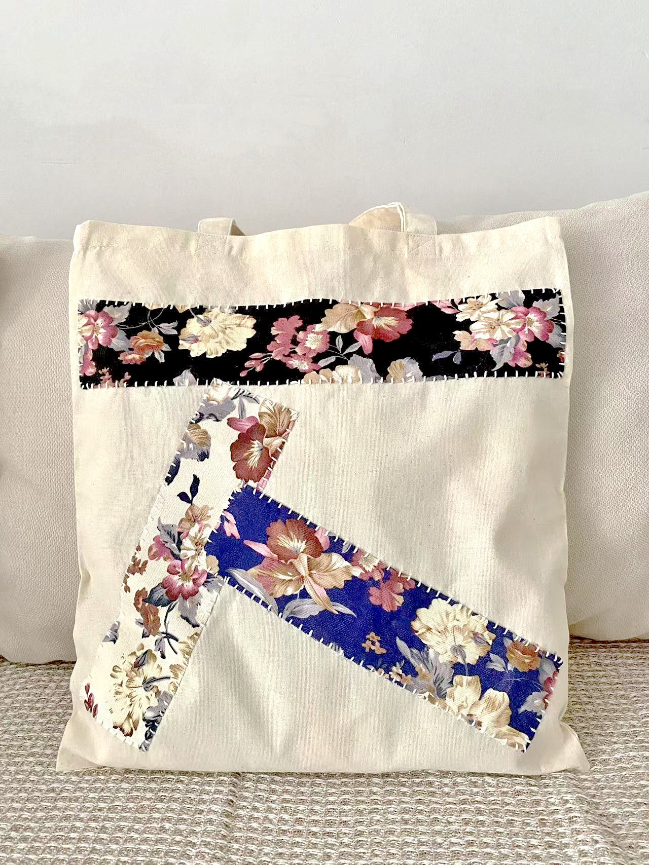 Hand-Sewn Patchwork Cotton Bag