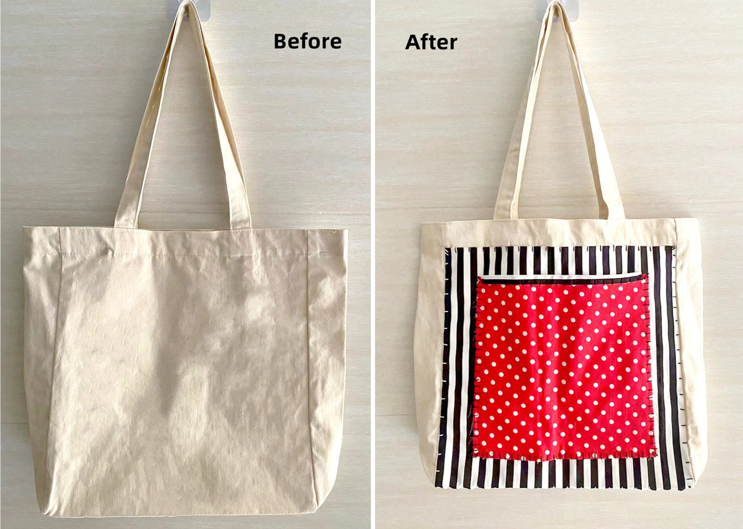 Personalized DIY Hand-Sewn Patchwork Tote Bag for Stylish Shopping Trips