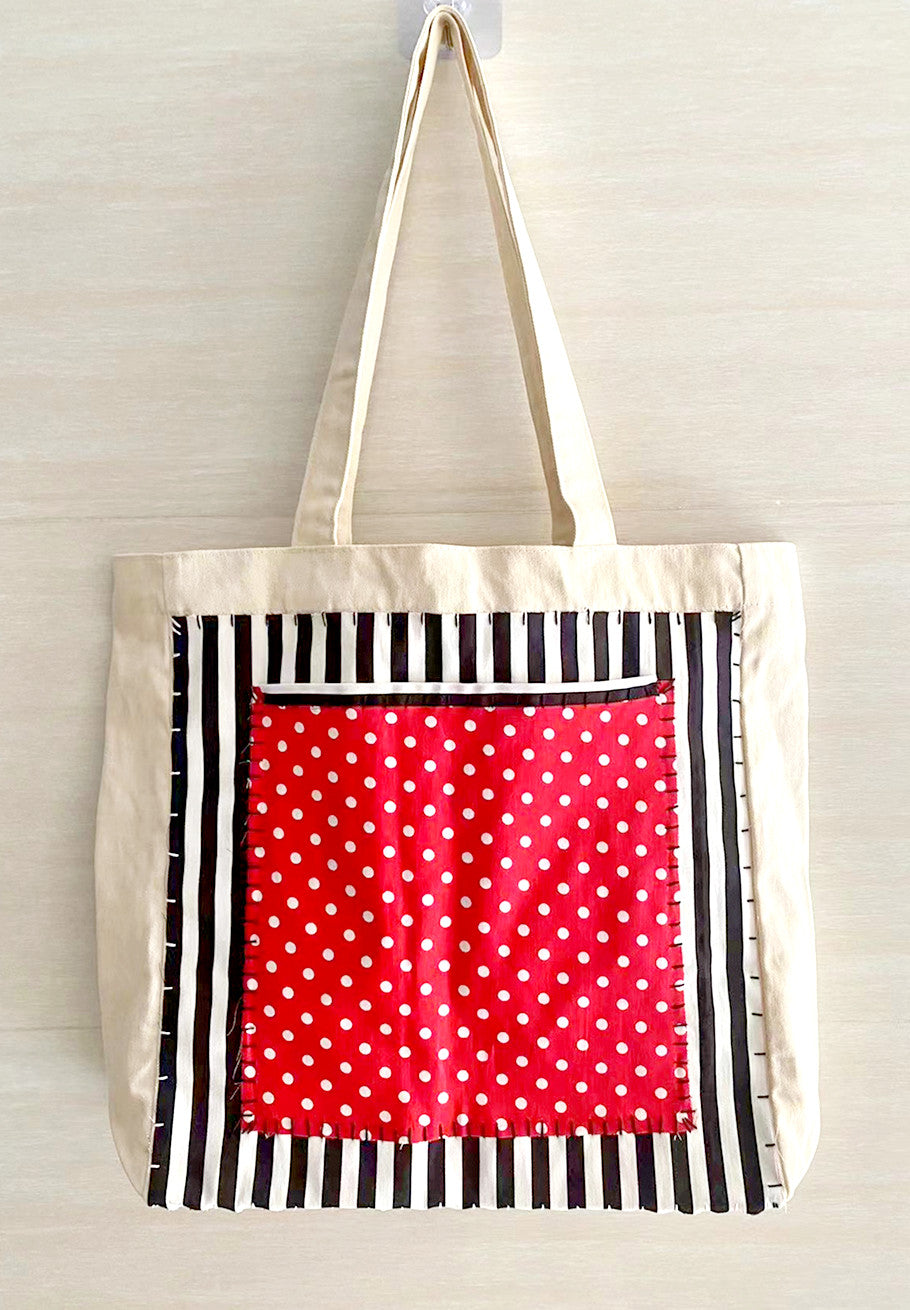 Large Capacity Handmade Canvas Tote Bag for Shopping and Travel