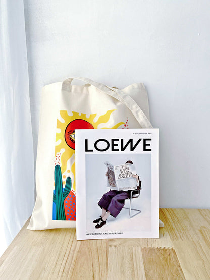 Large cotton bag ideal for art-inspired gifting occasions.