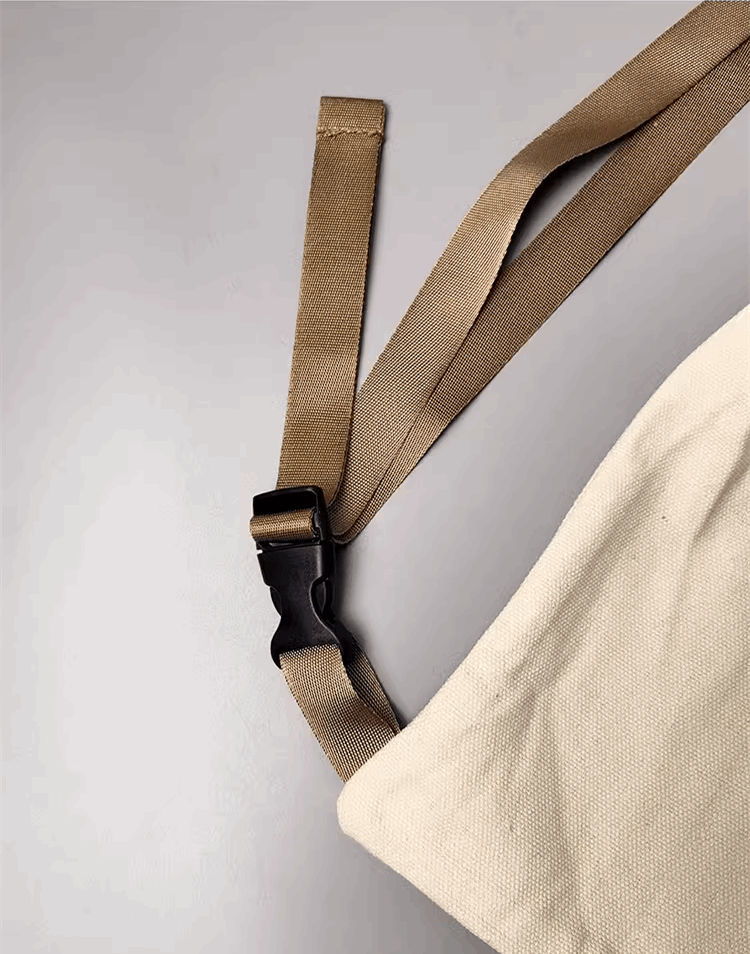 natural fabric patchwork backpack designed for women’s minimal style
