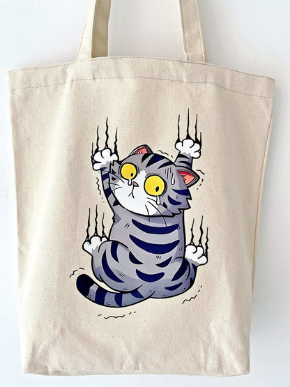breathable sustainable shoulder bag with cat print