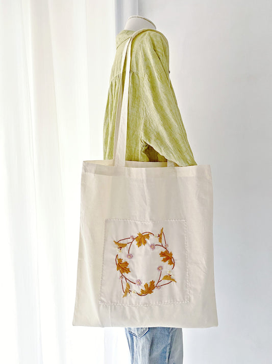 unique cotton tote for women with hand crafted flower designs