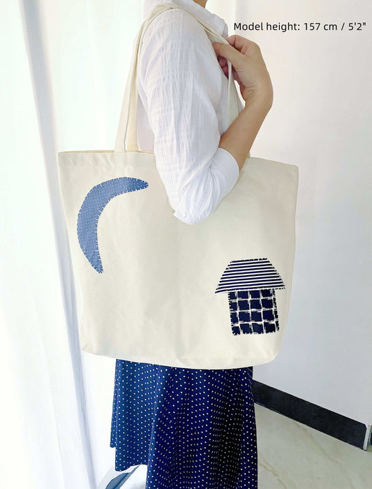 Unique patchwork design tote bag ideal for sustainable gift giving