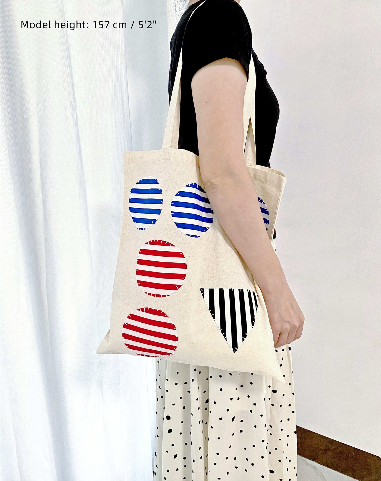 creative patchwork cotton canvas tote inspired by handmade sewing art