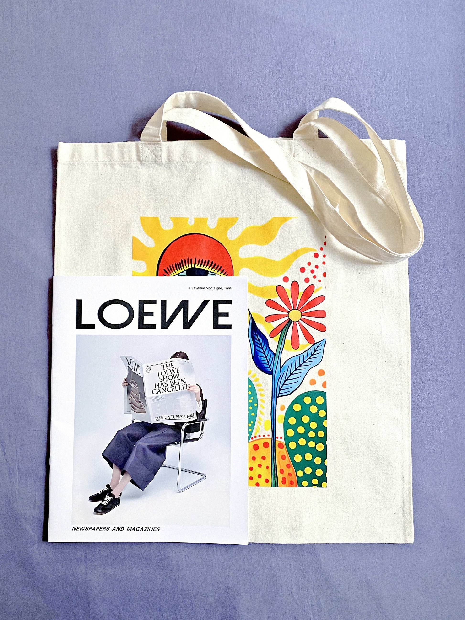 Artistic hand-printed eco tote, perfect gift for creative and environmentally conscious