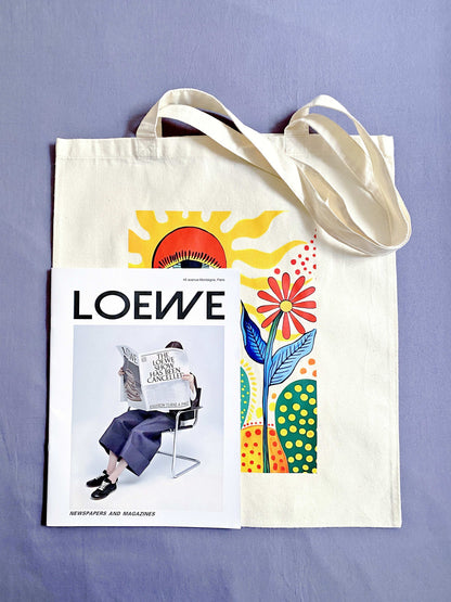Artistic hand-printed eco tote, perfect gift for creative and environmentally conscious
