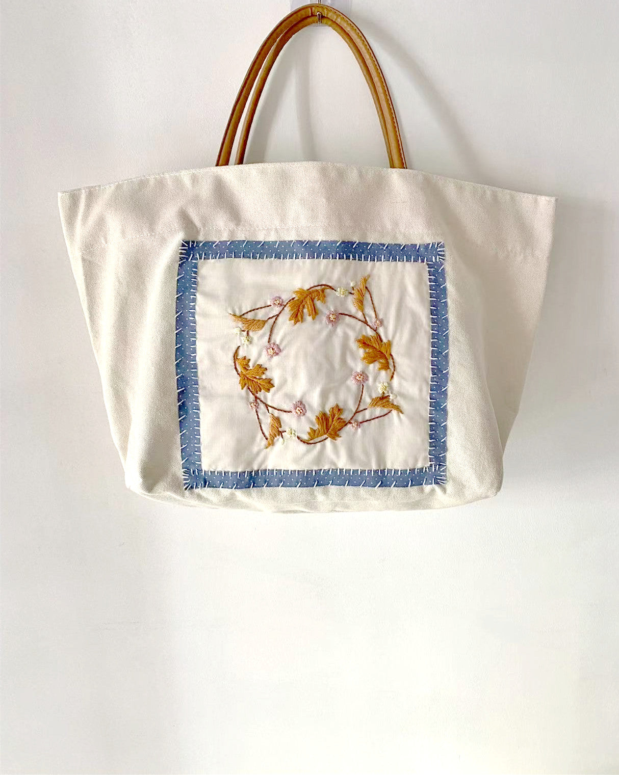 Unique Handcrafted Canvas Bag with Embroidery for Groceries and Strolling