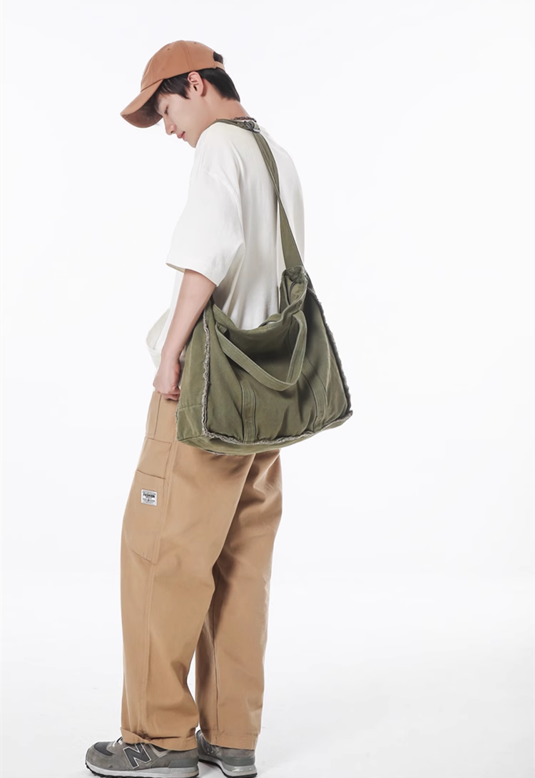 Durable Canvas Crossbody Tote Bag for Men and Women