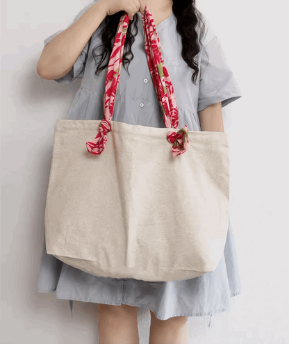 Customizable Large Canvas Tote Bag for DIY Embroidery and Everyday Shopping