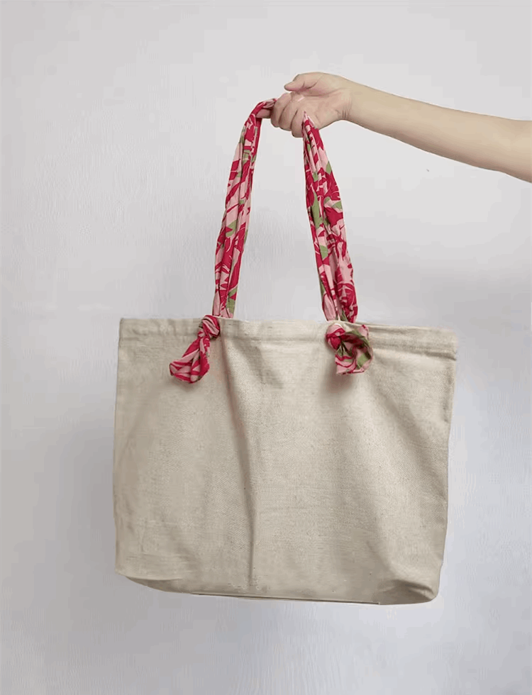 Personalized Canvas Tote Bag with DIY Patchwork and Embroidery Patterns for Daily Use