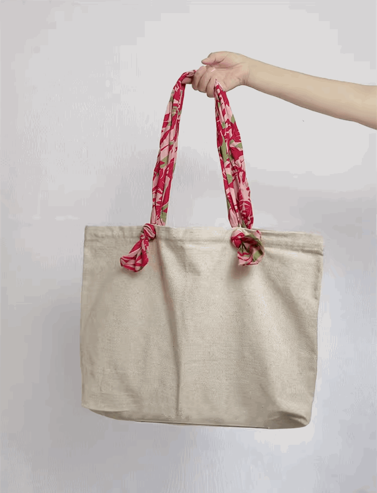 Personalized Canvas Tote Bag with DIY Patchwork and Embroidery Patterns for Daily Use