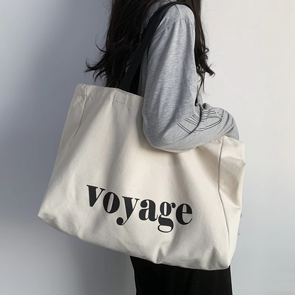 Reusable Canvas Tote Bag with Embroidery for Shopping and Casual Use