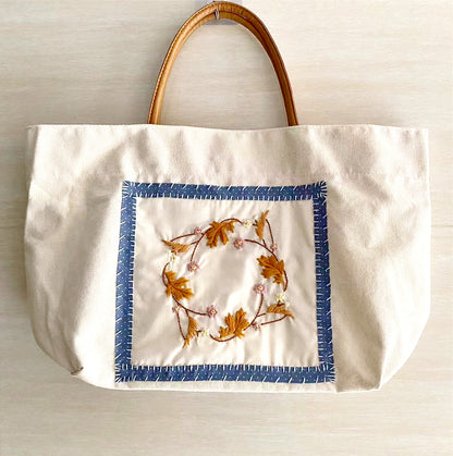 Large Capacity Embroidered Canvas Bag For Work And Travel