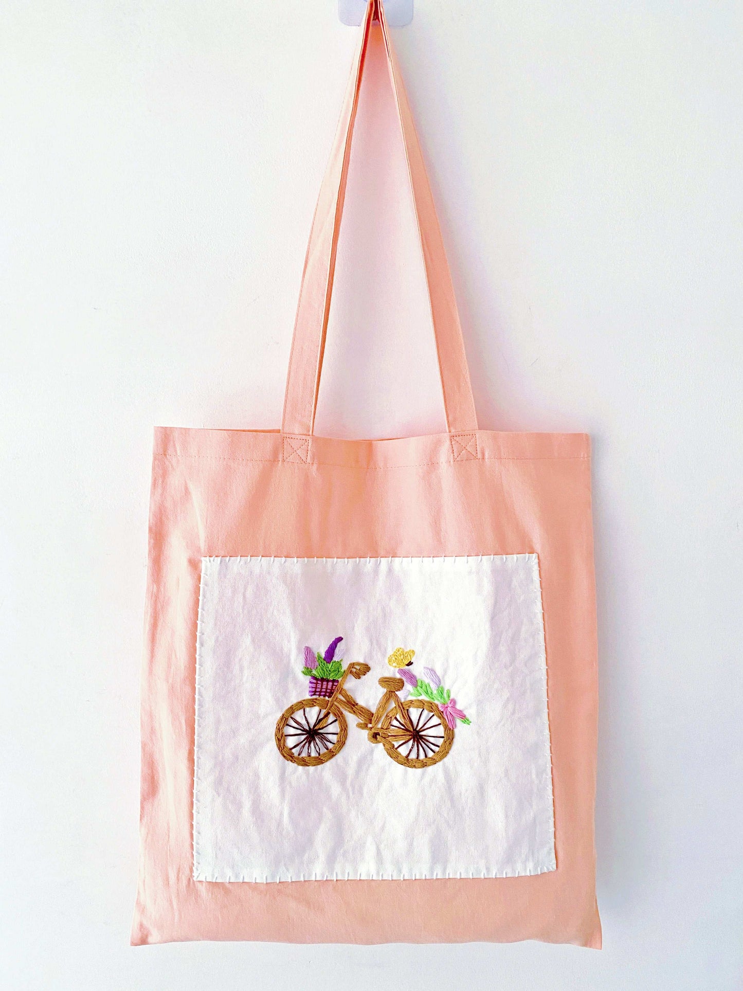 lightweight embroidered floral tote for daily errands and school