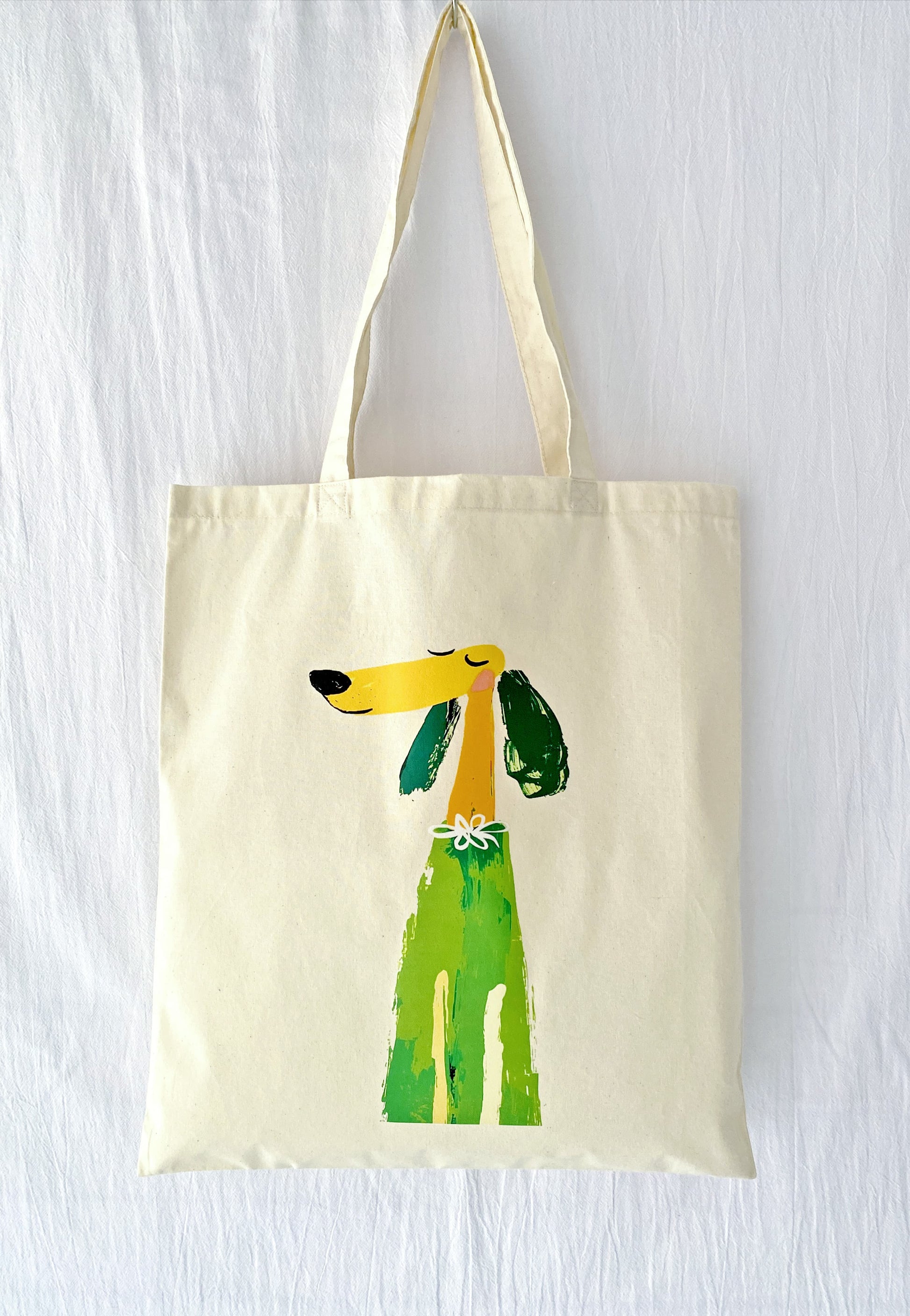 lightweight cotton tote bag with dog print