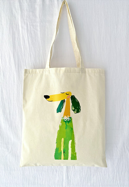 lightweight cotton tote bag with dog print