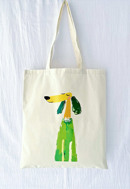 lightweight cotton tote bag with dog print