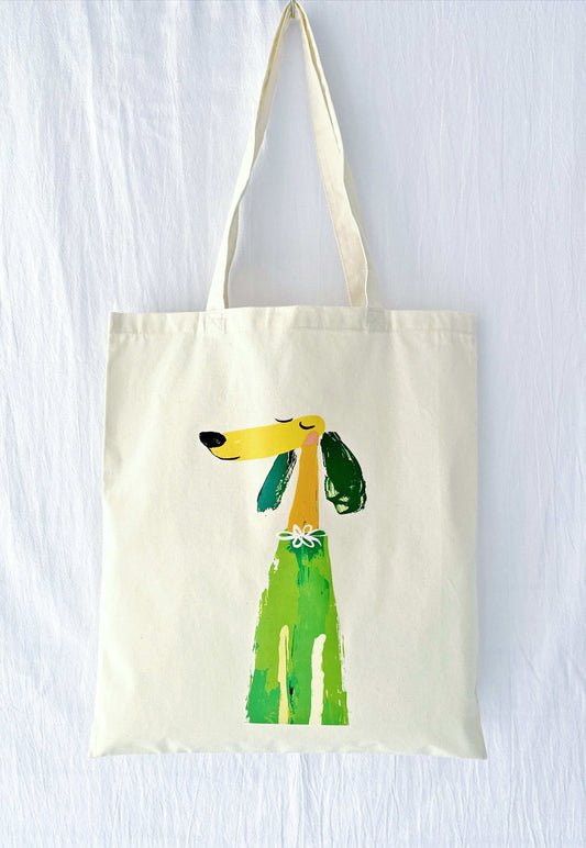 lightweight cotton tote bag with dog print
