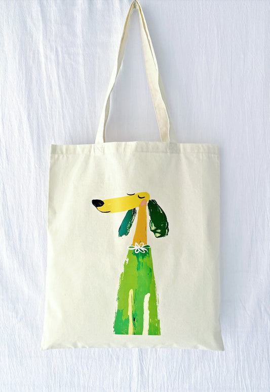 lightweight cotton tote bag with dog print