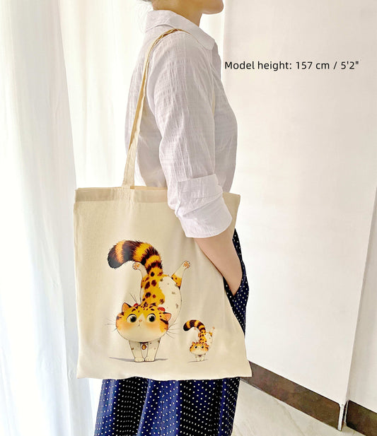 eco-friendly tote for women with cat design