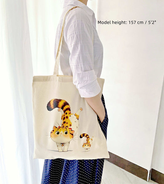 eco-friendly tote for women with cat design