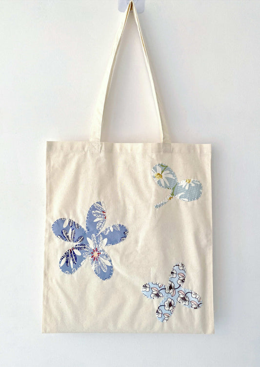 Sustainable patchwork bag promoting slow fashion and natural vibes