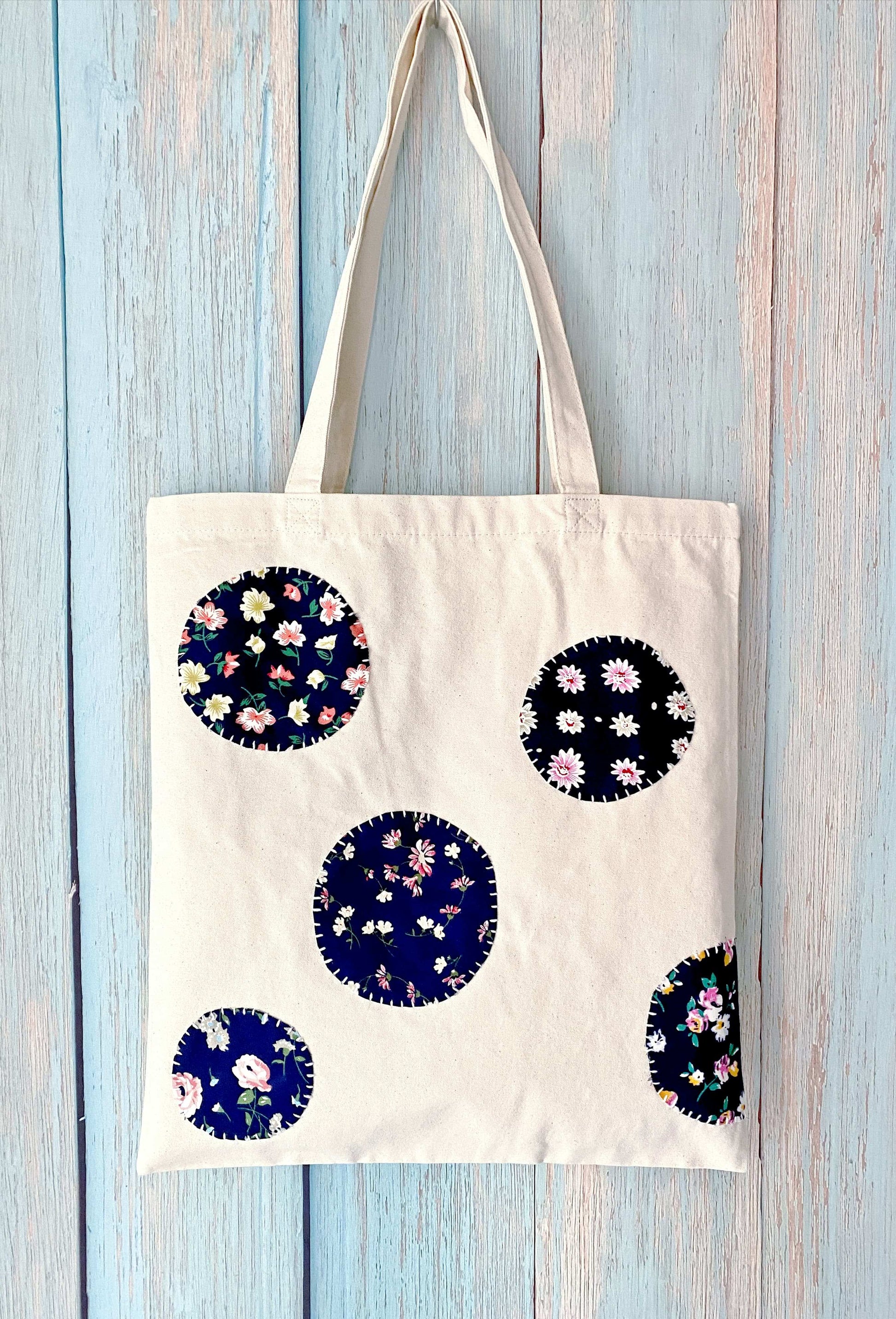 Patchwork canvas bag for women who love natural materials and mindful fashion