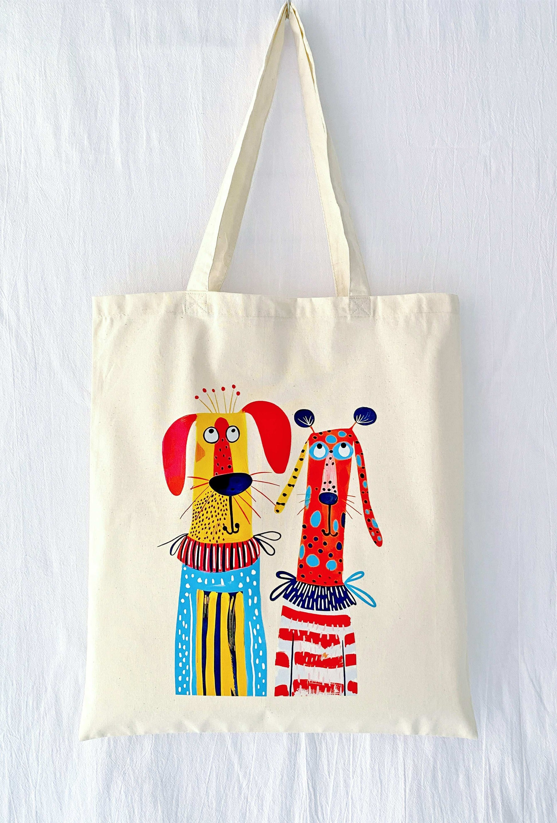 eco-friendly cotton tote bag with puppy print