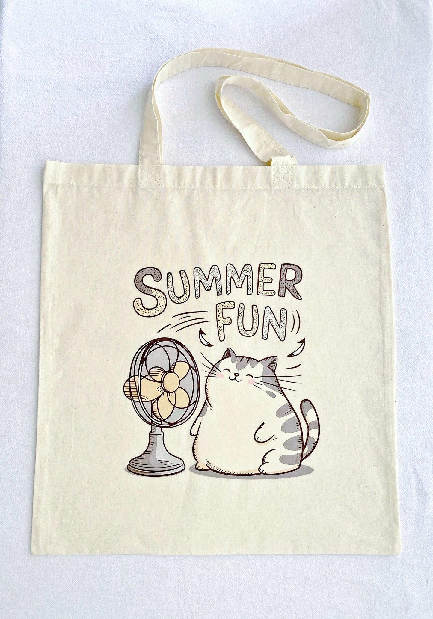 spacious lightweight tote for slow living lifestyle with cat art