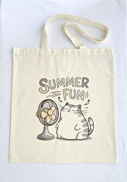 spacious lightweight tote for slow living lifestyle with cat art