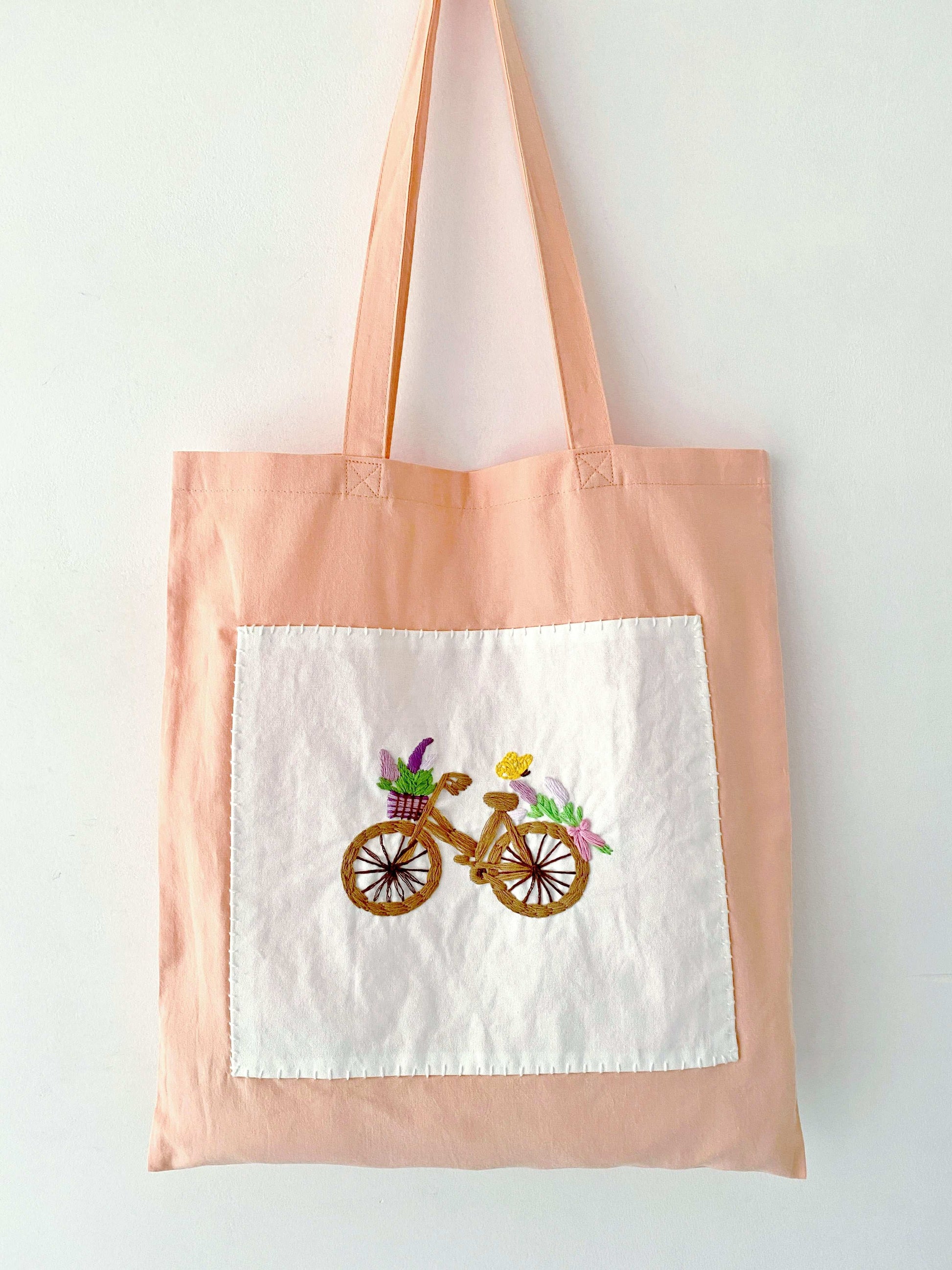 Lightweight soft shoulder bag for women with handmade floral embroidery