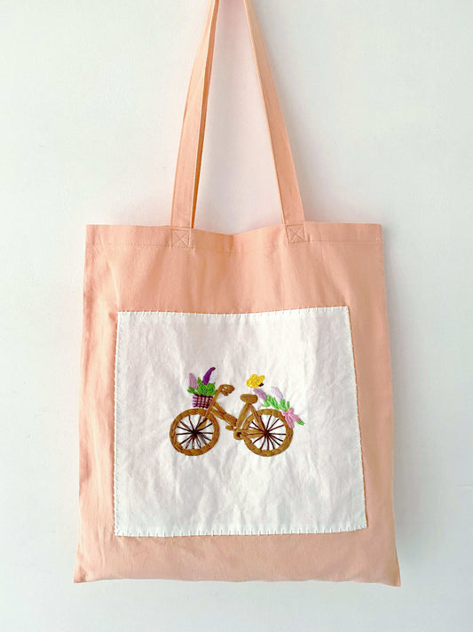 Lightweight soft shoulder bag for women with handmade floral embroidery