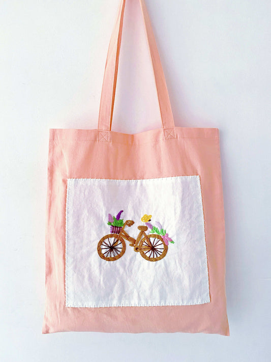 creative hand stitched cotton tote for artistic slow living