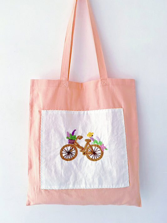 creative hand stitched cotton tote for artistic slow living