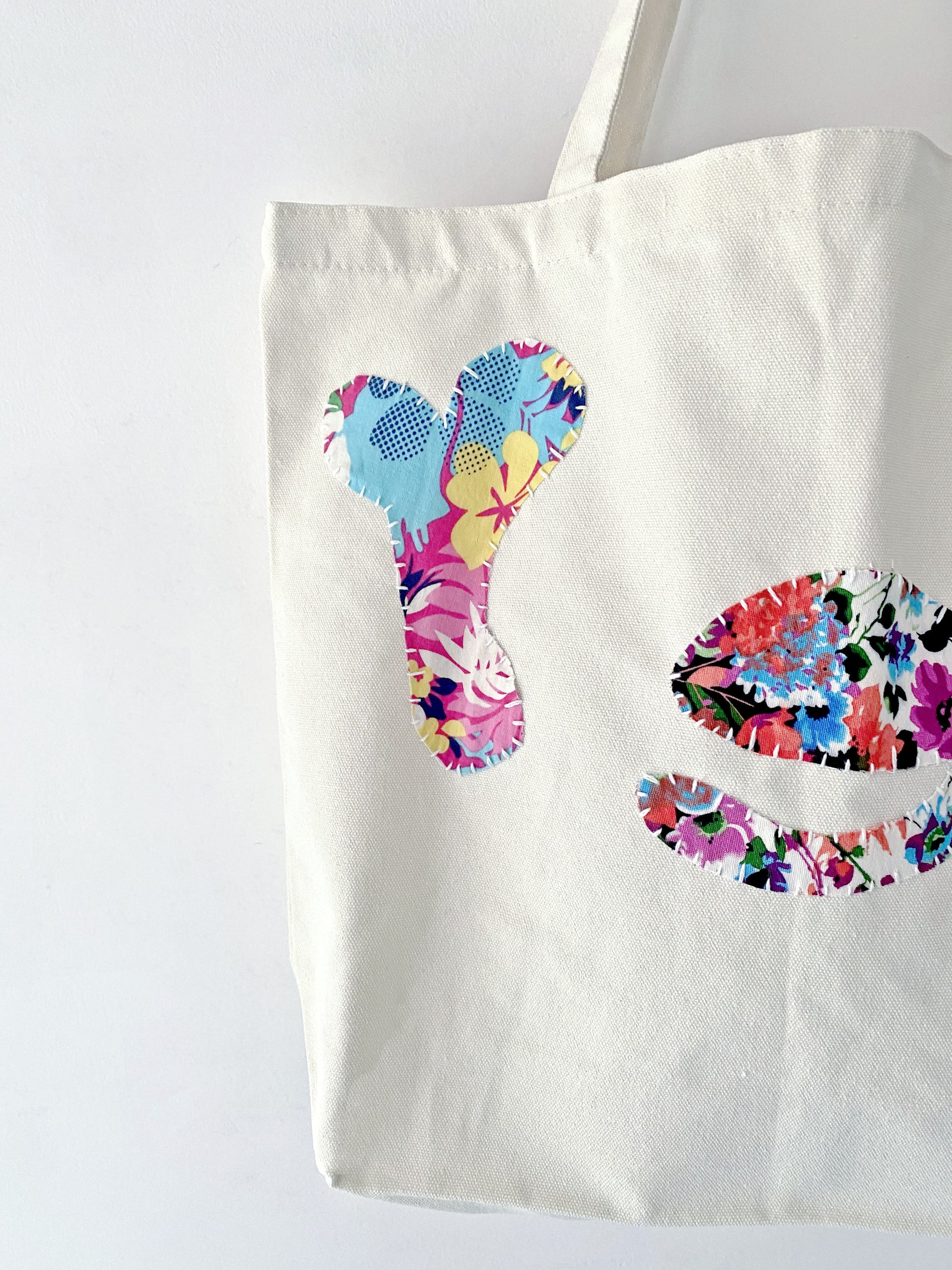 Hand-stitched patchwork cotton tote bag for eco-conscious women