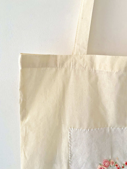 Minimalist organic tote with unique embroidery