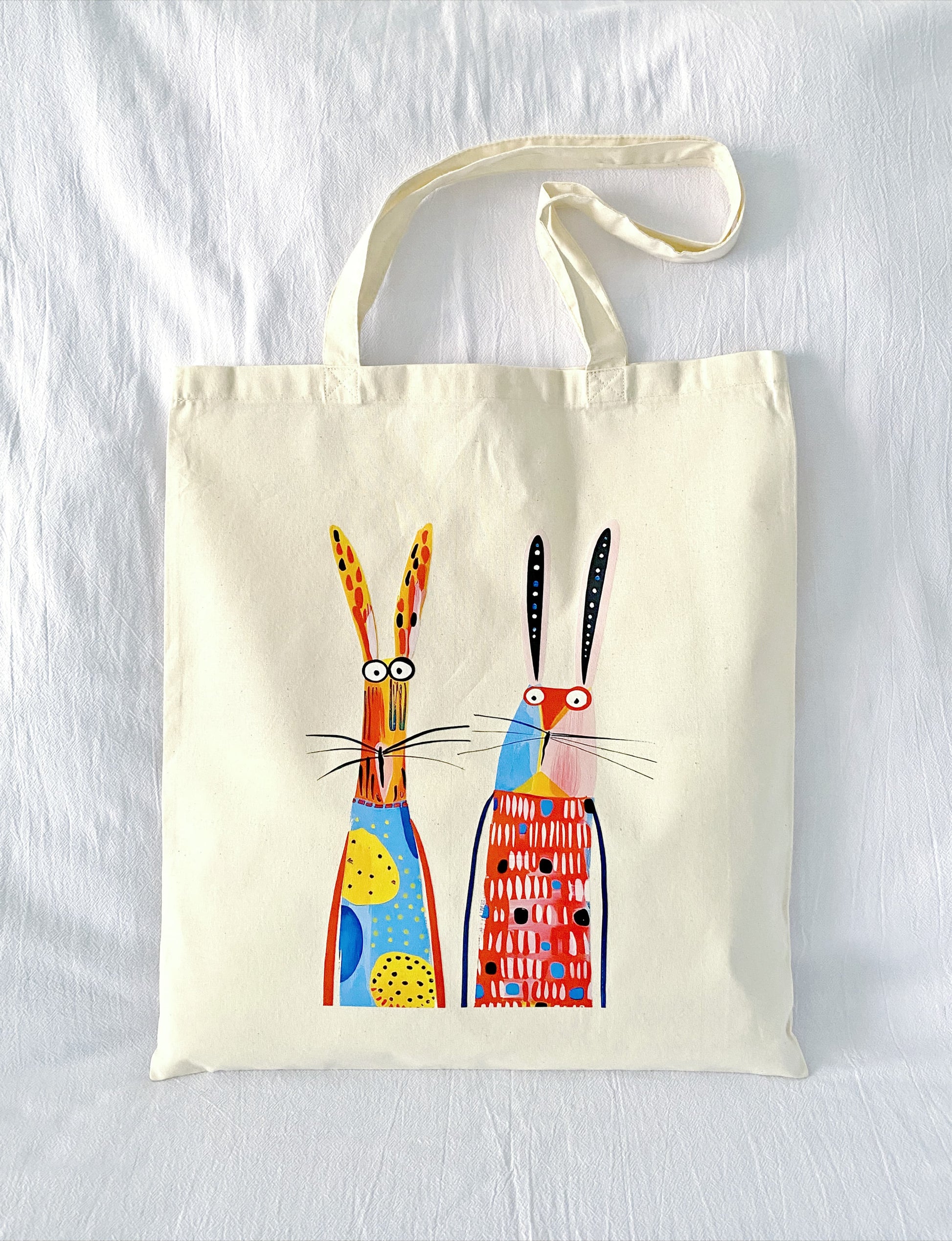 durable tote bag with unique rabbit print