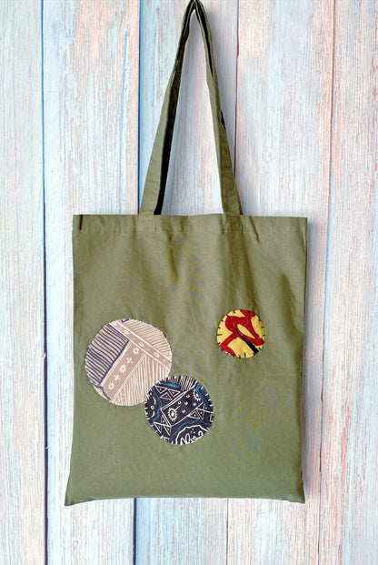 Handmade-style patchwork tote bag ideal for gifting and daily use