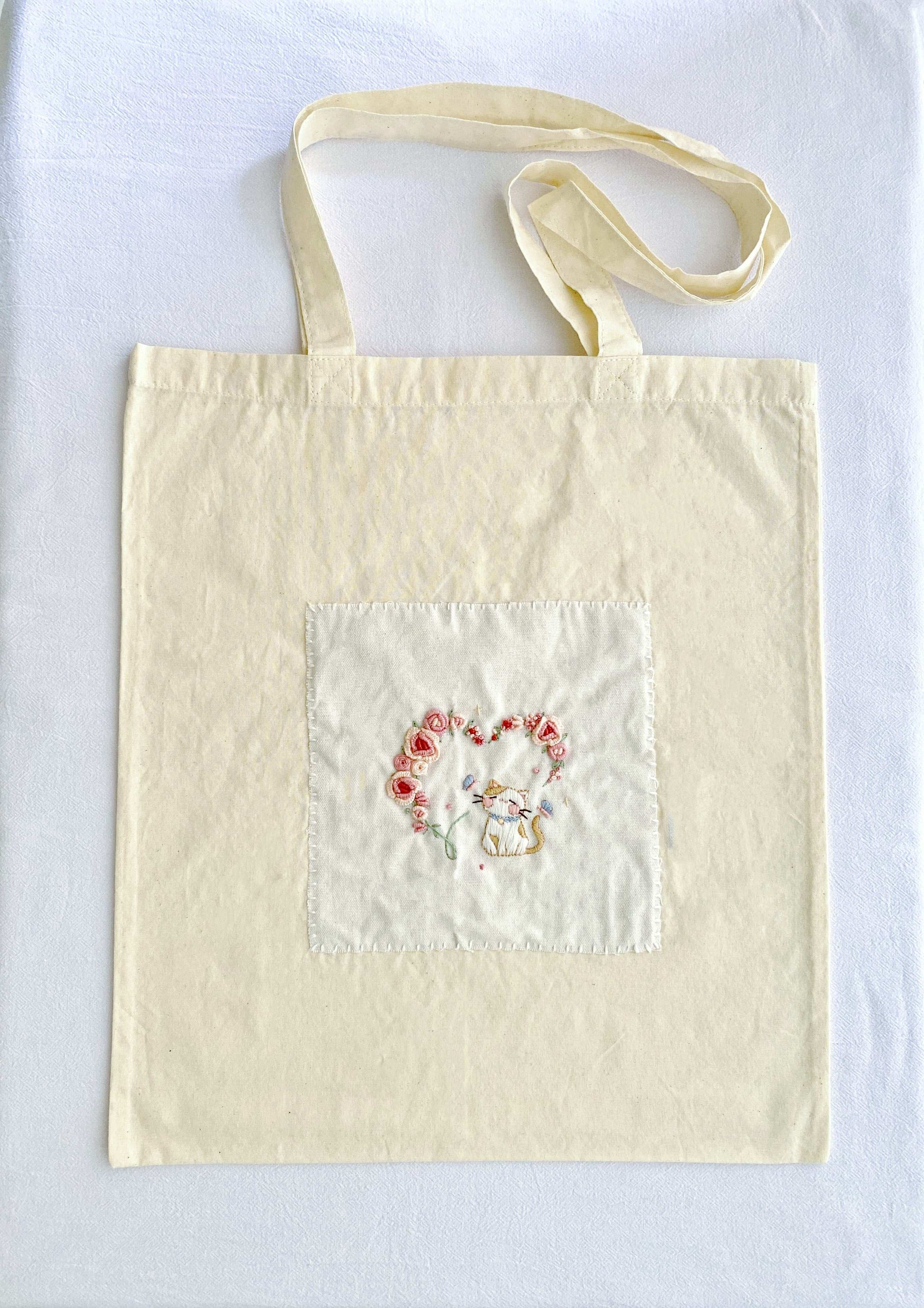 chic everyday cotton tote with soft artisan embroidery