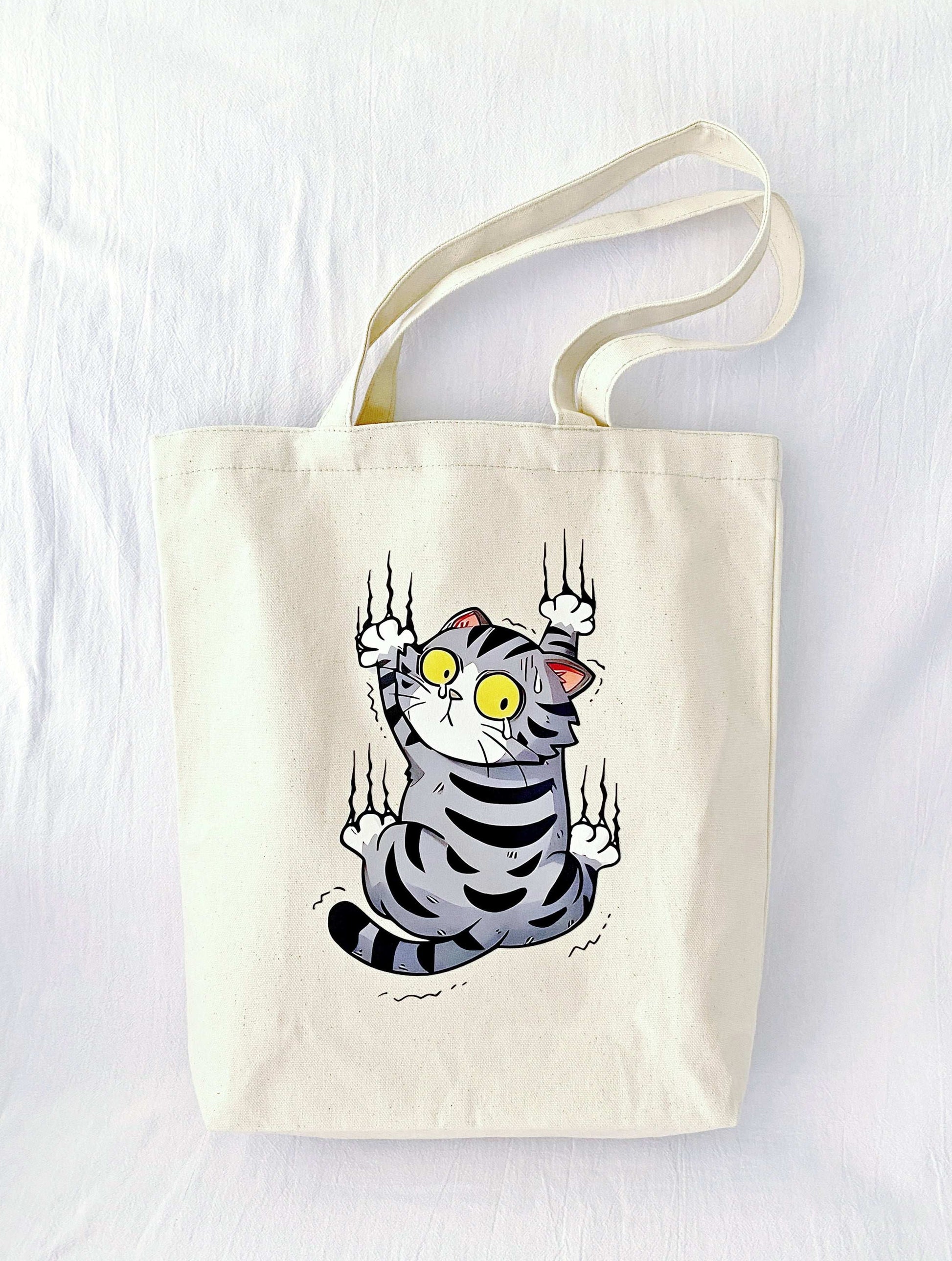 chic and functional canvas bag with cat design