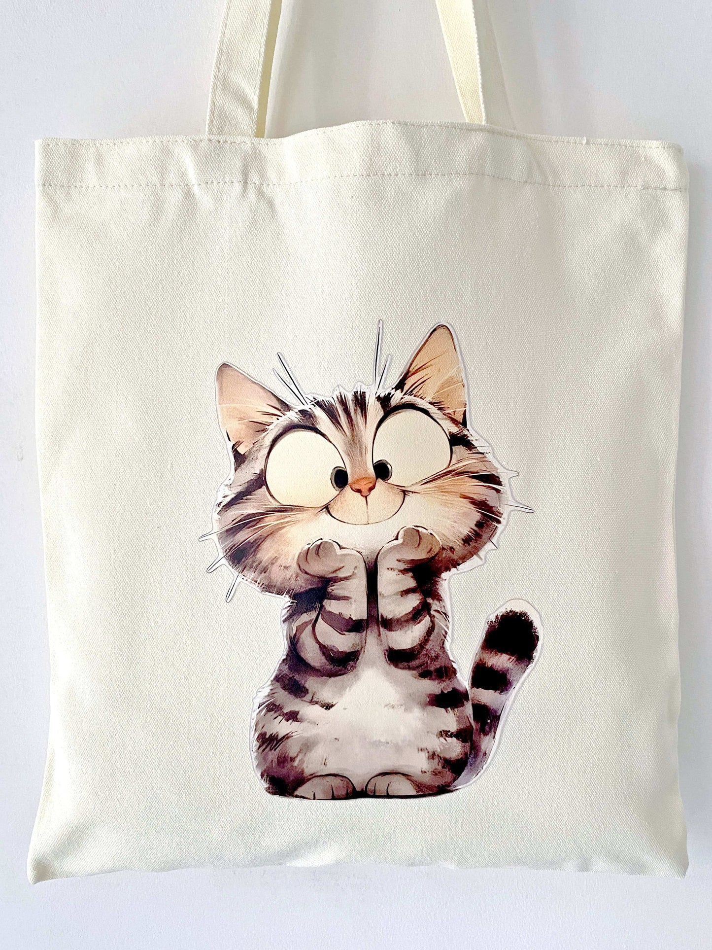 reusable eco-friendly shopping bag with cat motif