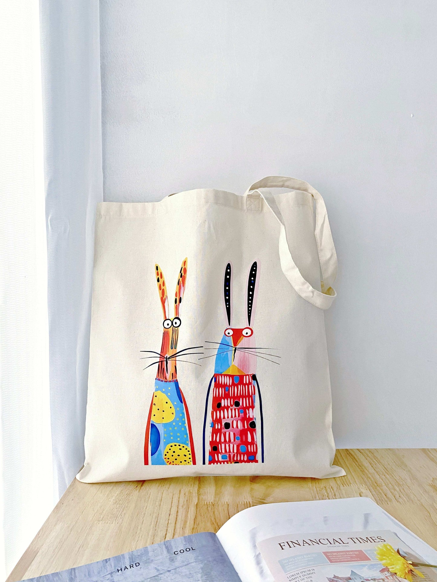 Eco cotton tote with a simple yet artistic aesthetic for everyday carry.